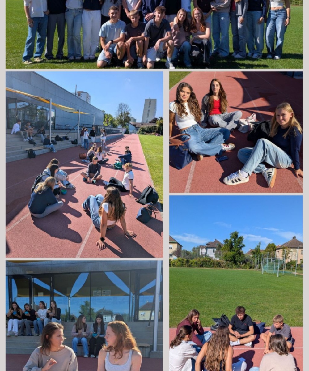 Collage mit 5 Fotos der 6S1 beim Fr&uuml;hst&uuml;ck