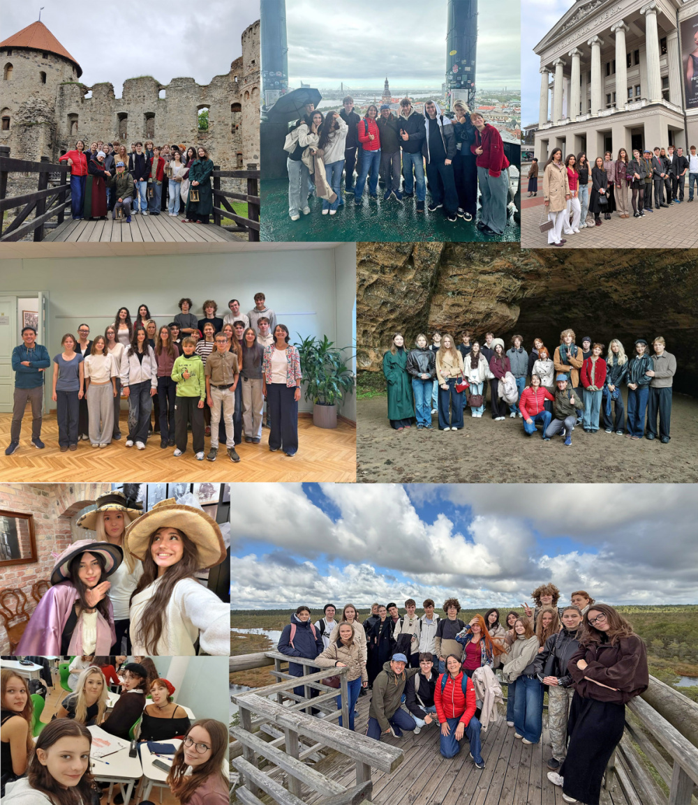 Teaserbild: Collage mit 7 Fotos der Russisch-Sprachwoche in Riga