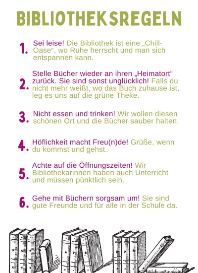 Plakat: Bibliotheksregeln
