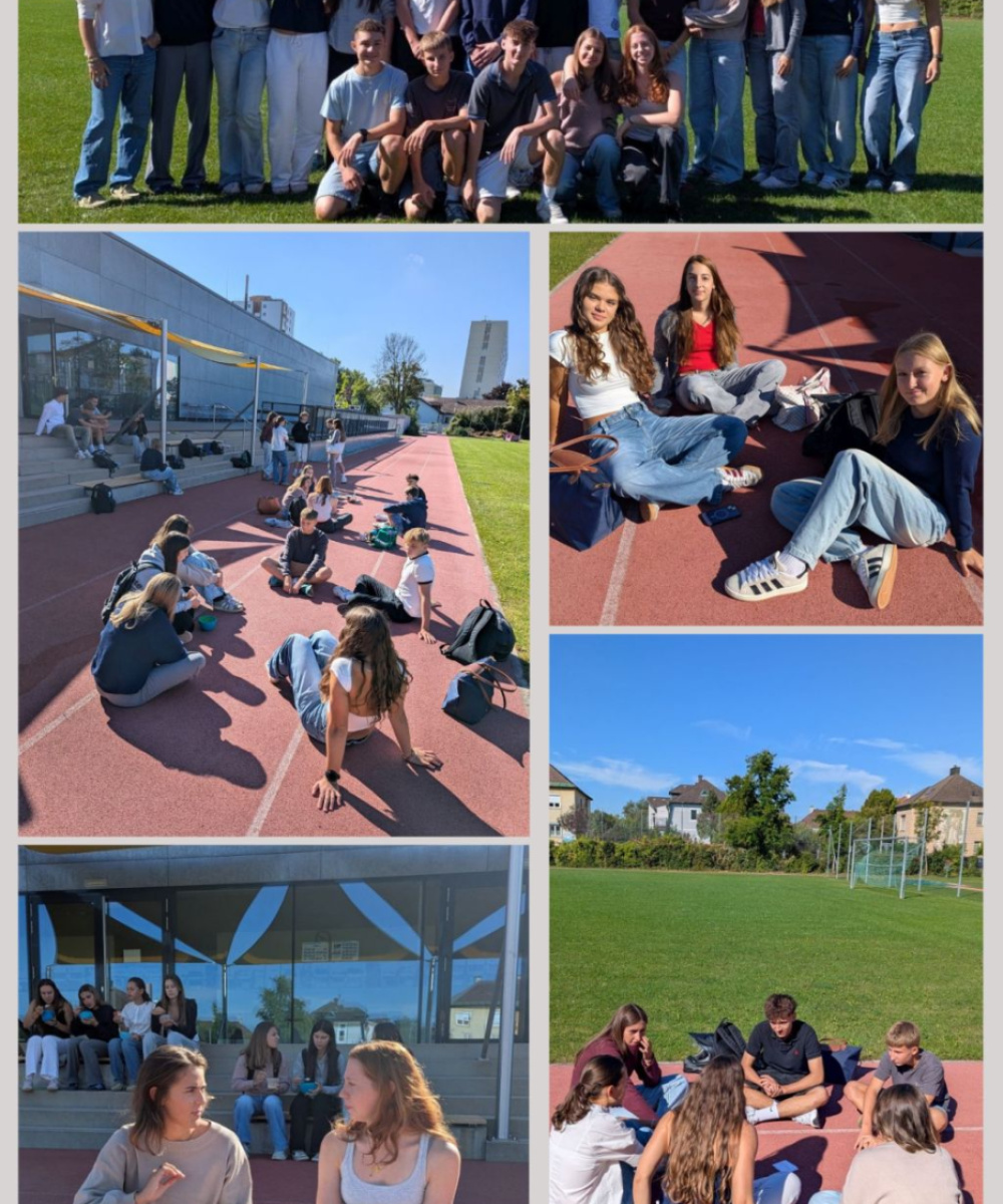 Collage mit 5 Fotos der 6S1 beim Frühstück