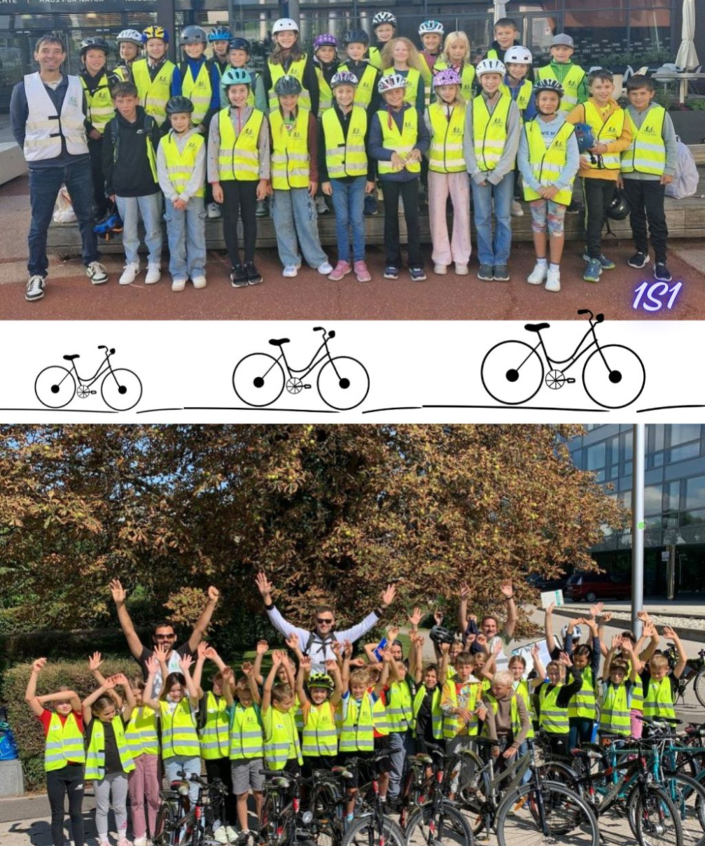 2 Gruppenfotos: 1S1 und 1S2 beim Fahrsicherheitstraining