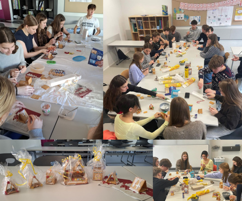 Foto: Collage - Bauen der Butterkeksh&auml;uschen