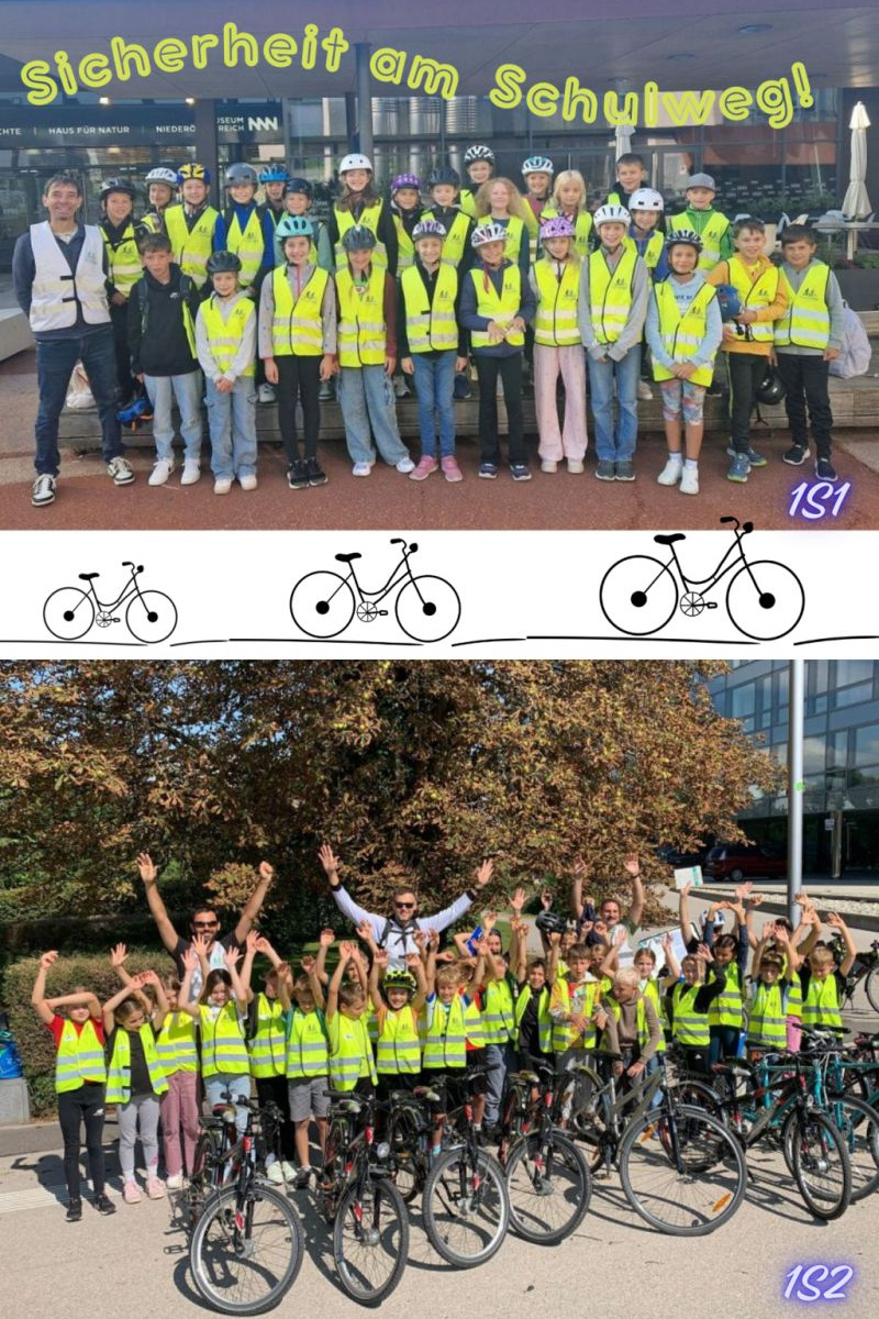 2 Gruppenfotos: 1S1 und 1S2 beim Fahrsicherheitstraining